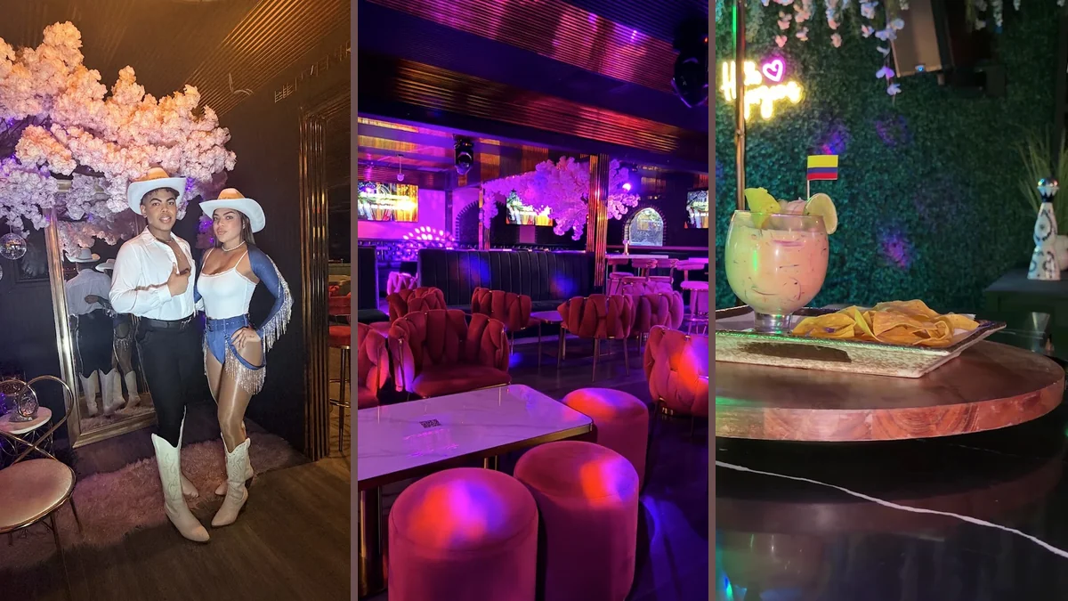 Dining room with bar seating and dance floor.